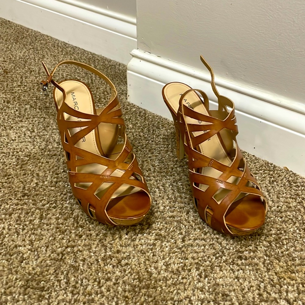 Strappy brown heel